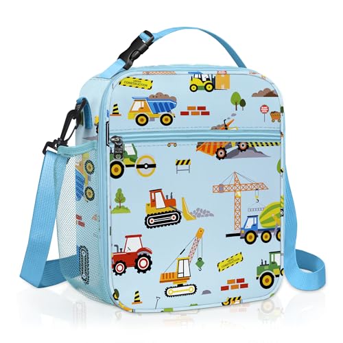 Clastyle Car Insulated Kid Lunch Bag for Boy Lunch Box, Construction Truck - color: Construction Trucks