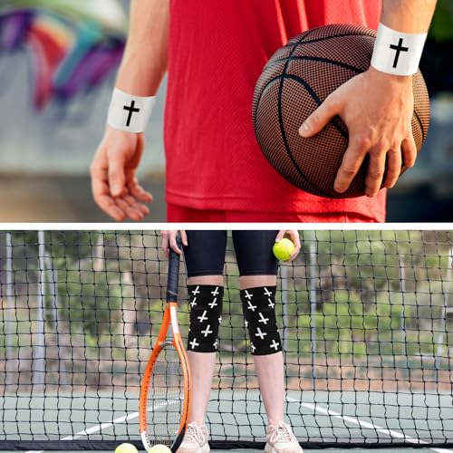2Pcs Christian Athletic Tape 2in x 23ft Cross Sports Tape Religious Cotton Zinc Oxide Sports Wristbands Jesus Cross Wrist Tapes for Football Baseball Athlete Tennis Gymnastics First Aid Injury Wrap