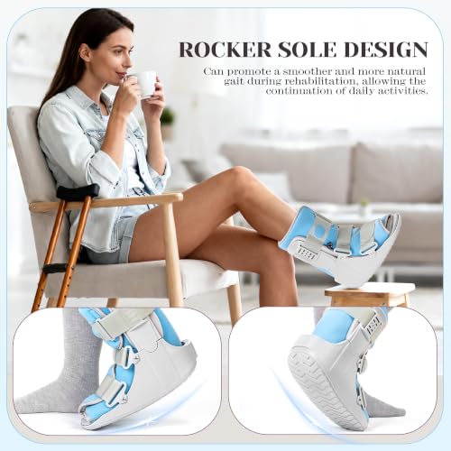 Jewlri Walking Boot for Broken Foot Injury, Air Cam Walker Boot, L - color: Grey & Light Blue, size: Large
