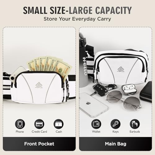 Fanny Pack for Men Women Waist Bag with Water Bottle Holder for Hiking, Travel,Dog Walking, Workout (White) - color: White