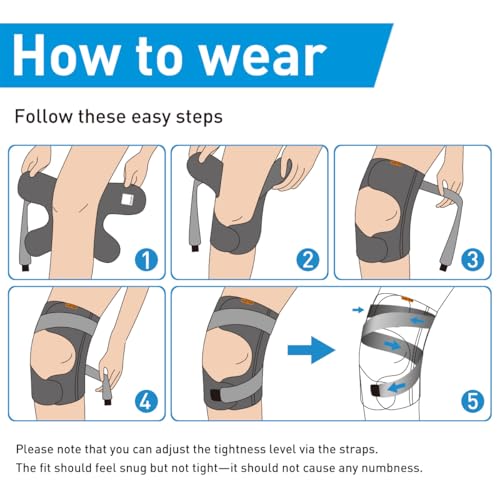 HUETIDE Plus Size Knee Brace for Women Men Patella Tendon Support Strap,XXL - size: XX-Large