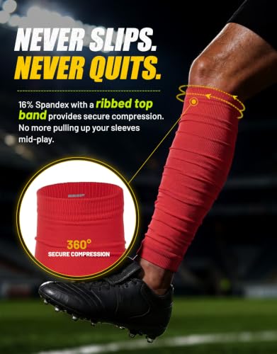 Football Leg Sleeves Scrunch Style Calf Compression Sleeve Men One Size - color: Red