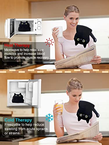 Large Microwave Heating Pad with Washable Cover 21 * 12" Microwavable Heating Pads for Cramps, Back, Neck Shoulder Pain Relief, Cordless Weighted Moist Heat Pack, Black Cat - size: Large Black Cat