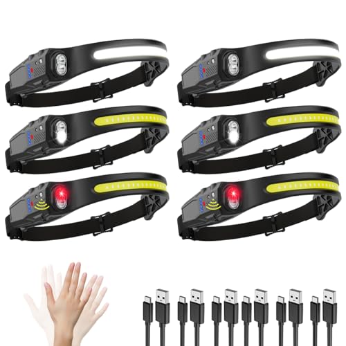 KYEKIO 6Pack 7Modes LED Headlamp Rechargeable with Red Light for Adults - size: 6 Pack