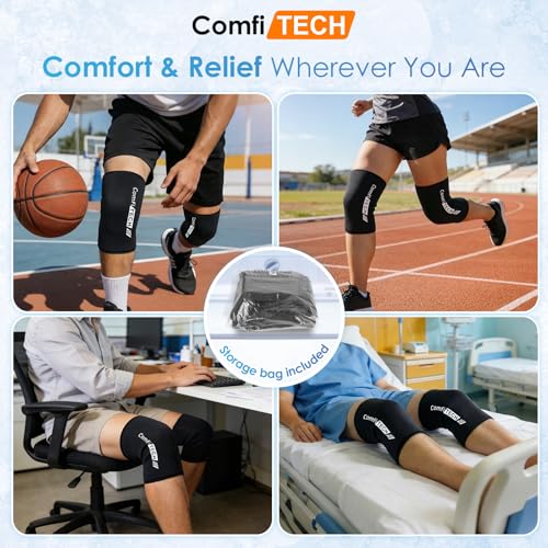 ComfiTECH Knee Ice Pack Wraps for Elbow & Calf, Gel Cold Compression, L, 2P - size: Large