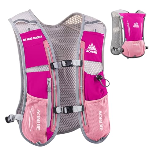 TRIWONDER Running Vest Hydration Pack Backpack for Men & Women, Lightweight Trail Marathon Run Race Vest for Cycling Jogging - color: 01 Rose Red - Only Vest