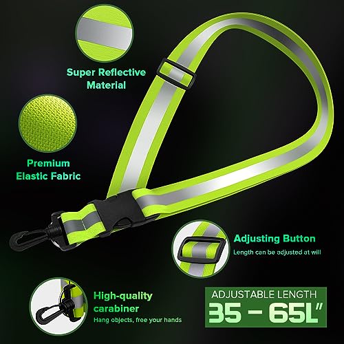Reflective Sash for Night Walking, High Visibility Running Safety Gear with 2Pcs Reflective Armbands, Adjustable Cross-Body Reflective Belt for Men Women Kids, Essential Gear for Jogging Dog Walking - color: green