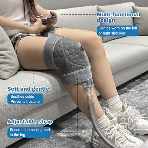 Portable Ice Therapy Machine for Post-Operative Recovery,Knee Pain,Sports Injuries,Swelling,Timer Remote Control Cold Therapy Device Full Knee Brace with Silent Pump