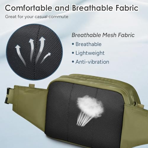 Large Crossbody Waist Bag Tactical Fanny Pack for Men Hip Bum Bag with Water Bottle Holder Adjustable Belt, Workout Traveling Casual Running Hiking Cycling - color: Green