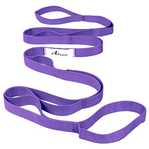 Abiarst Stretching Strap Yoga Straps for Physical Therapy, 10 Loops Non-Elastic Stretch Band for Pilates, Flexibility, Exercise and Gymnastics - color: 1-Pack (Purple)