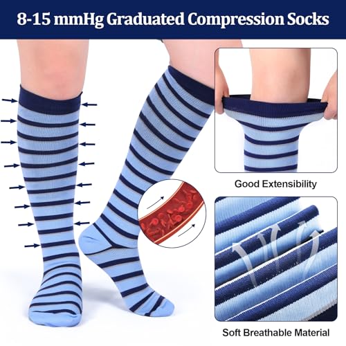 Shyyween 12 Pairs Men Knee High Compression Socks - size: Large, style: Minimalist
