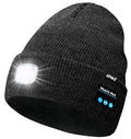 ATNKE LED Lighted Bluetooth Beanie Hat,USB Rechargeable 4 LED Wireless Music Running Headlamp Cap Gift for Men and Women - color: #Dark Grey