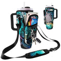 Stanley Carrier Bag for Stanley 40oz/30ozTumbler with Phone with 2 Adjustable Strap,3 Pockets Bottle Stanley Cup Carrier Bag & Case,Accessories for Hiking Travelling - color: Mandala Flower