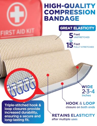 Premium Elastic Bandage Wrap - 6pack (2x2in, 2x3in, 2x4in) - Self-Closing - size: 6 Pack, style: Mix 6pk