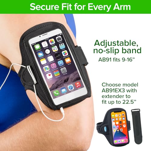 Tune Belt AB91 Running Armband – Flexible, No-Slip Holder for Large Phones - color: Black