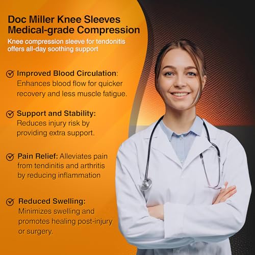 Doc Miller Knee Compression Sleeve Brace for Men & Women - color: Black