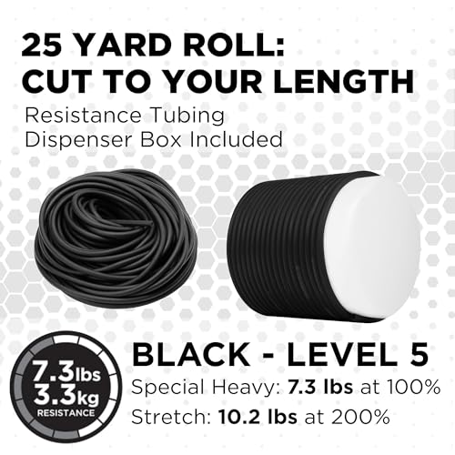 THERABAND Resistance Tubing, Exercise Band, Physical Therapy, 25', Black - color: Level 5 / Special Heavy - Black, size: 25 Foot