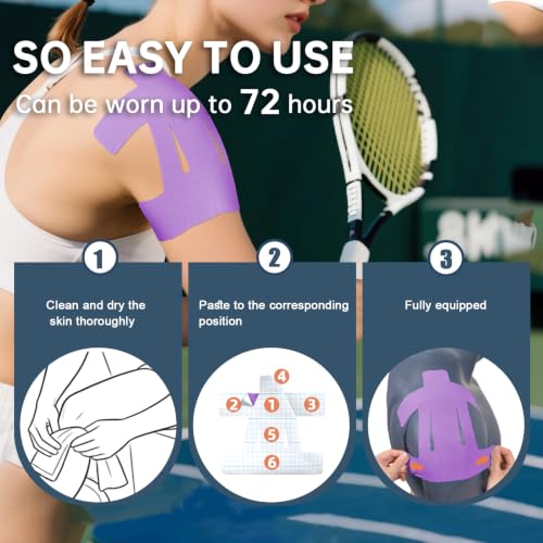 Precut Kinesiology Tape for Shoulder, 10 Pcs, Purple - color: Purple, size: 10 Pcs