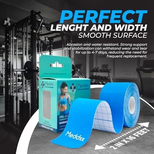 Kinesiology Tape Precut Strips - Synthetic Waterproof Athletic Tape for Muscle & Joint Support, Durable Reflective Sports Tape, Latex-Free, 25cm Strips, 20 PCS/Roll (Blue) - color: Blue