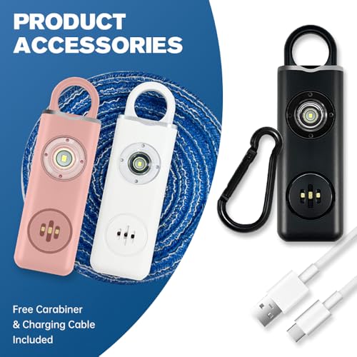 Rechargeable Personal Safety Alarm -130dB Keychain with SOS Flashing Light, Lightweight28g,500+ Days Standby, Loud Alert for Girls, Children, Elderly (Blue)