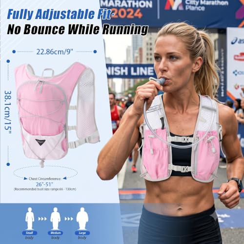 Running Hydration Vest Backpack with 1.5L Bladder for Men Women - color: pink, size: without hydration