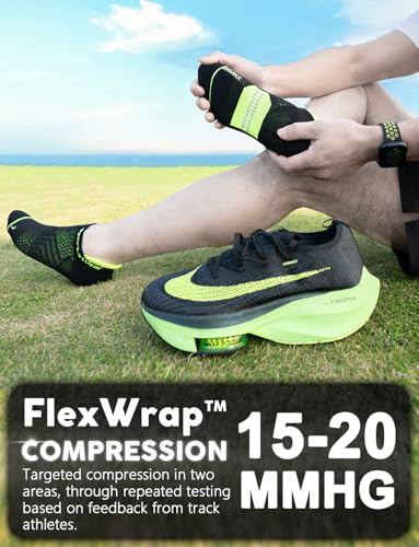 Juclise Men's No Show Compression Running Socks, Athletic Socks, 3 Pairs - color: Gradient Lime*1+neon Lime*2, size: Medium
