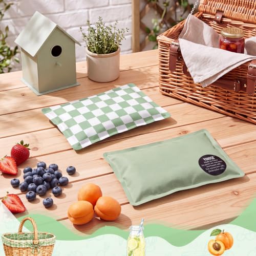 VIHOSE 2 Pcs Ice Packs for Lunch Box Bag - color: Sage Green, style: Checkerboard