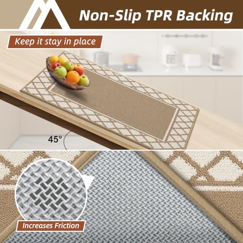 COSY HOMEER Washable Kitchen Rugs Sets of 2 Non-Slip Kitchen Mats,Beige - color: Beige, size: 24"x35" + 24"x60"