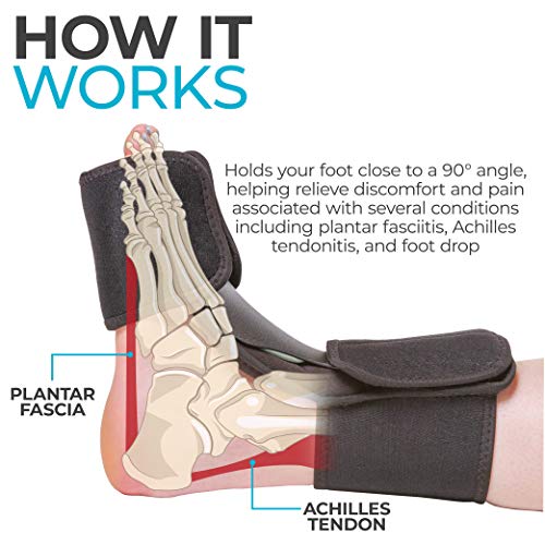 BraceAbility Dorsal Night Splint | Plantar Fasciitis Pain Relief, Foot Drop Brace for Sleeping, and Achilles Tendon Stretcher Boot for Nighttime Ankle Dorsiflexion (S/M) - size: Small/Medium (Pack of 1)