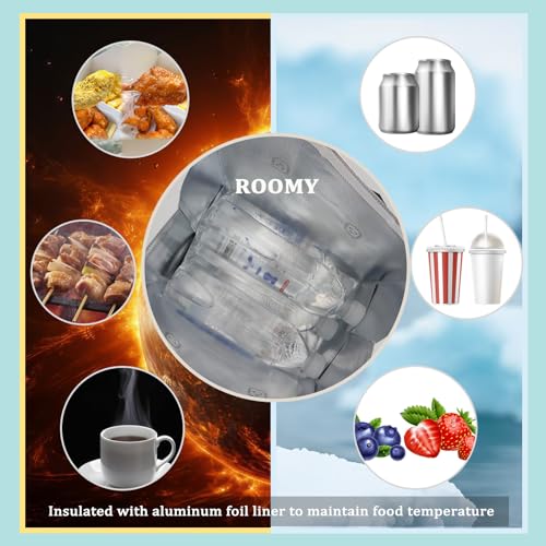 12Pcs Insulated Lunch Bag Disposable Cooler Bag Thermal Grocery Take Away Bags for Food Delivery Party Drink Picnic Holiday, Silver - color: Silver, size: 9.45"(H) x 9.45"(L) x 5.91"(W)