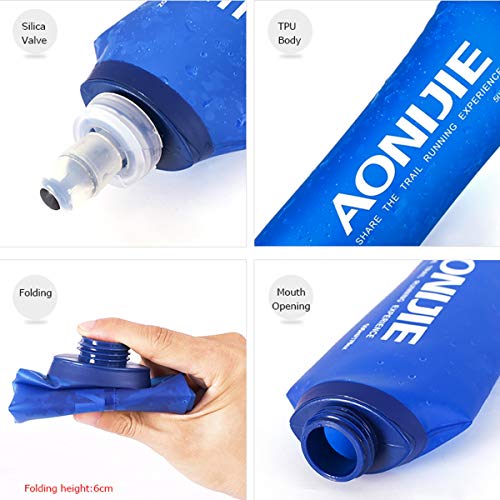 AONIJIE TPU Soft Folding Water Bottles Collapsible Flask for Hydration Pack for Running Hiking Cycling Climbing Pack of 2 (250ml -Pack of 2) - color: 250ml -Pack of 2