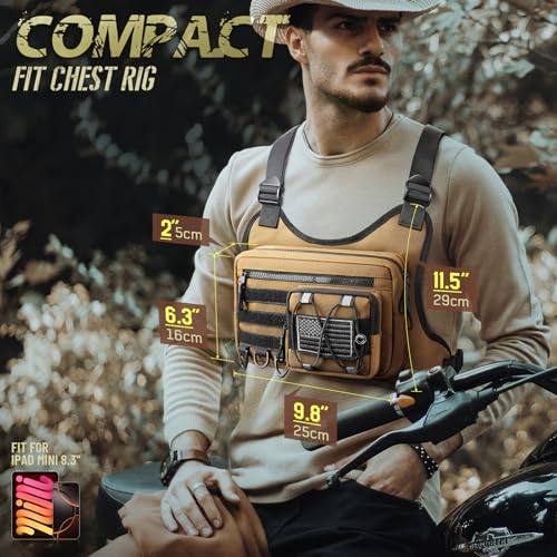 RXW Chest Bag for Men Women, Tactical Chest Rig Holster, EDC Chest Pack - color: Khaki