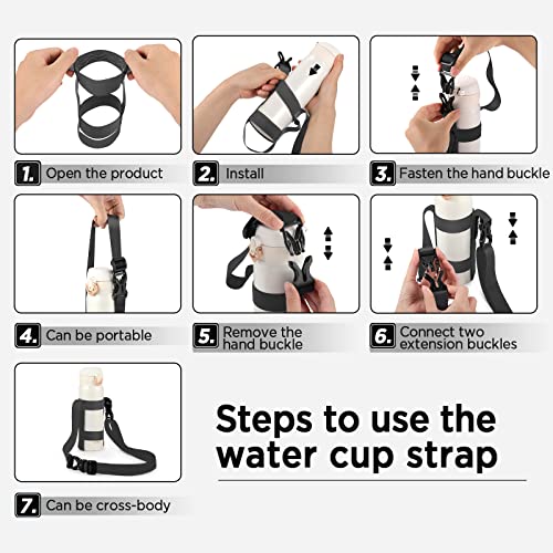 EasyAcc Water Bottle Holder Strap Sling, for Owala FreeSip 24 32 40 oz, Hydro Flask, Cirkul, Yeti, Stanley Flip, Universal Water Bottles, with Carabiner, for Walking Curise Travel (Bottle Excluded) - color: Grey
