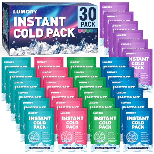30 Pack Instant Ice Cold Pack 4"×6",5 Colors Disposable Ice Packs - size: 30P
