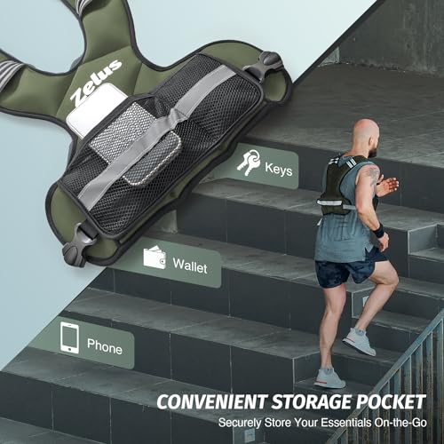 ZELUS Weighted Vest for Men Women,Adjustable 4-32lb Vest, Removable Weights - color: Green, size: 4-10 lb.