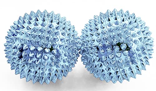 2X Spiky DBT Skill Balls | Magnetic Stress Relief Balls | Spiky Massage Balls for Relaxation, Tension Release, Focus & Mobility (Light Blue, 2 inches) - color: Light Blue, size: 2 inches