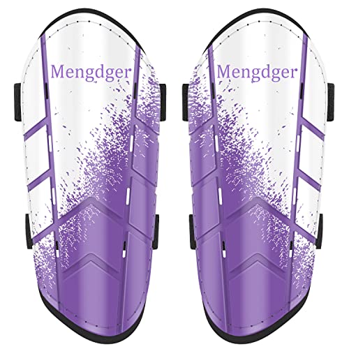 Shin Guards Soccer Youth Kids Boys Girls Toddler Shin Pads Child EVA Cushion Protection Reduce Shocks Injurie Calf Protective Gear Suitable for 4 5 6 7 8 9 10 11 12 Years Old - color: Purple+White, size: Small