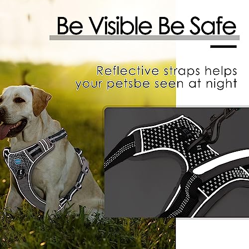 ThinkPet No Pull Harness for Small Medium Large Dogs, Reflective Padded Vest with Handle, Adjustable Star Style - color: Bright Black, size: S(Chest:14"-22")