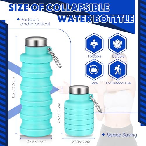 Baderke Collapsible Water Bottle 17oz Silicone with Buckle, Green - color: Green