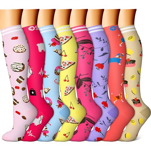 FEYHAY Copper Compression Socks (8 Pairs) 15-20 mmHg Circulation is Best Athletic & Daily for Men & Women, Running, Climbing - color: 09 Colour Mixture, size: Large-X-Large