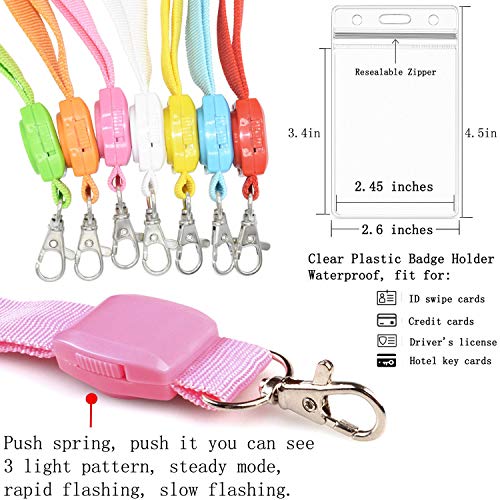 LED Light Up Flashing Cruise Lanyards Keychain Key Holder Neck Straps Necklace - color: Orange - (7 Pack With 7 Pack Plastic Badge Holder)