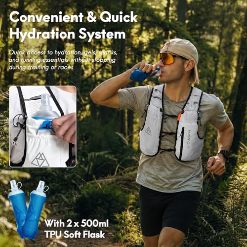 Haimont 10L Trail Running Hydration Vest with Soft Flasks - color: White, size: Small