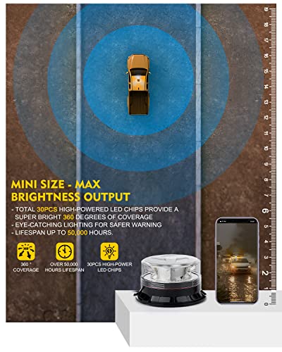 LUMENIX Amber White LED Rooftop Warning Beacon Strobe Light for Trucks - color: White Amber
