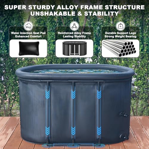 Upgraded 148Gal XXL Oval Ice Bath Tub for Athletes, 7 Layered Portable Cold Plunge Tub with Insulated Lid and Travel Bag, Inflatable Ice Pod for Home, Gym, Indoor, Outdoor Use - size: 148Gal Ice Tub