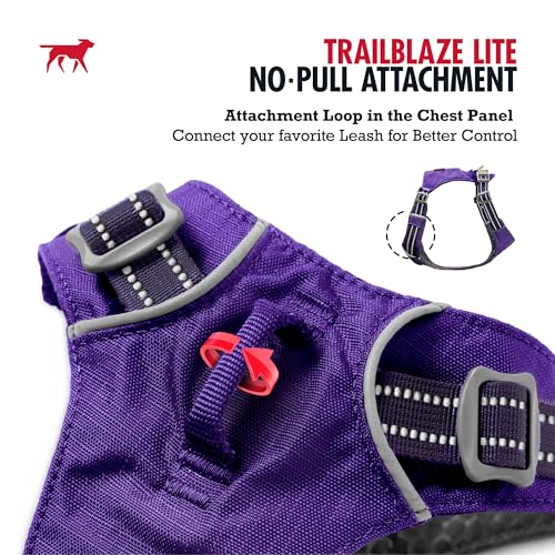 Tuff Pupper All-Day Wear Dog Harness | for Walking, Trail Running, Hiking | Front & Back Leash Clips | Reflective Trim | Easy On/Off Buckles | Lightweight Breathable | No Pull Design (Small, Purple) - color: Deep Purple, size: Small