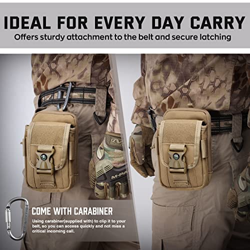 WYNEX Tactical Phone Pouch Molle, EDC Phone Holster, Small Admim Pouch - color: Khaki