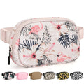Pritent Fanny Packs for Women Crossbody Belt Bag With Zipper Back Pocket - color: Flamingo Print, size: Small
