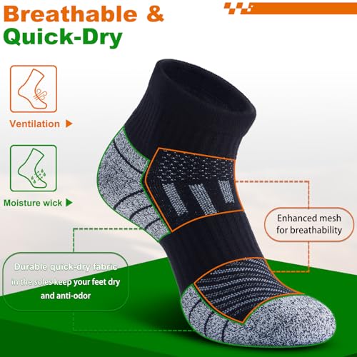 Compression Ankle Socks - Cozy Cushioned Hiking Running for Men Women - Thick Warm Durable - color: Black, size: XX-Large