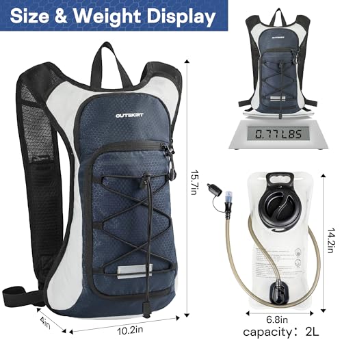 OUTSKIRT Hydration Backpack with 2L Water Bladder, Lightweight and Breathable Running Hydration Pack, Water Backpack for Hiking, Cycling, Trail Running, Marathons & Outdoor Adventures for Men Women