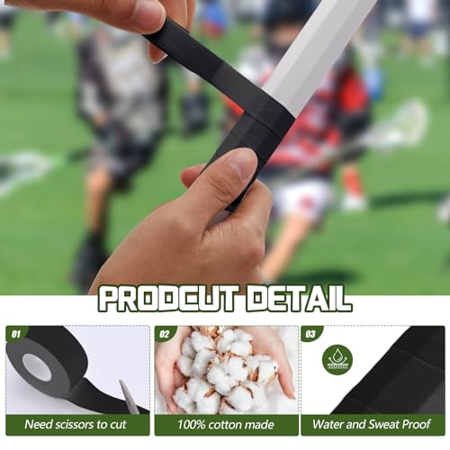 Gemscream 30 ft Lacrosse Stick Tape 1 Inch 1/2 Inch - color: Black